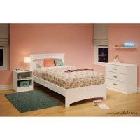 South Shore Smart Basics Complete Bed Kids Dids Gelroom Twin Pure White