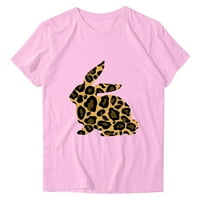 Честита великденски ризи за жени Сладко зайче заек Графичен къс ръкав тениска тениска Великденски принт Небрежни върхове тийнейджъри върхове