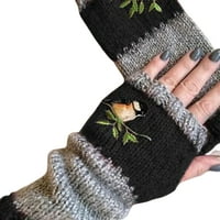 wirlsweal жени есен зима птица бродирани ръкавици плетат без пръсти цветно блокче
