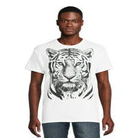 Хумор Мъжки & големи мъжки бял тигър печат графичен тениска, размери с-3ХЛ