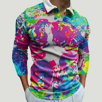 Поло ризи за мъже ежедневни пролетта лято дълъг ръкав завой риза от печат от печат на риза от блуза мъже ризи поло