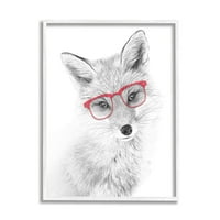 Ступел индустрии Сладък за портрет червени очила монохромен дизайн графика бяла рамка изкуство печат стена изкуство, 24х30
