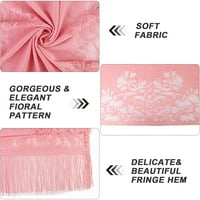 Дамски флорална дантелена мрежа парти абитуриент сватбен шал шал с ресни розови