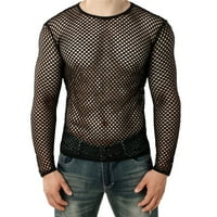 Мортило Мъжки летни ежедневни мускулни пуловер с къси ръкави мрежести риза топ блуза