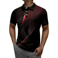 Мъже поло риза райета печат лято мода ежедневно цифрово 3D печат ли ревера голф риза червено l