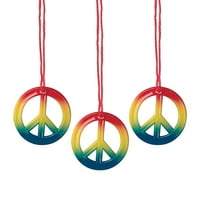 Fun Express Rainbow Plastic Peace Sign Chead Chaflaces Multi-Color Halloween Party Favors, Count