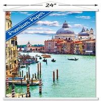 Безвременни визии - Канали на венецианския стенен плакат с дървена магнитна рамка, 22.375 34