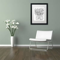 Търговска марка изобразително изкуство цвете дизайн 6 платно изкуство от Кцдудхарт бял мат, черна рамка