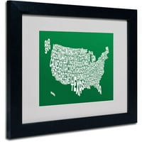 Търговска марка изобразително изкуство гора-САЩ държави текстова карта матирана в рамка от Майкъл Томпсет