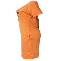 Paille дами тениска рокля букви печат лято Sundress v Neck Mini рокли просто бохо оранжево m
