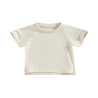 Amiliee Toddler Baby Boy Boy Girl Тениска памук с къси ръкави ризи основни тийнейджъри 0- години