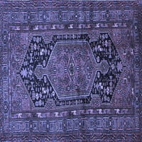 Ahgly Company Machine Pashable Indoor Square Persian Blue Traditional Area Cugs, 3 'квадрат