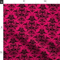 Памучен сатен масив бегач, 72 - Verushka Damask Black Magenta Hot Pink Print Персонализирана маса за маса от Spoonflower
