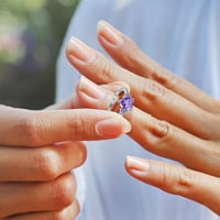 Wendunide орнаменти, естествен аметист циркония сребърен пръстен Модна сватбена сърце -форма на бижута с пръстен лилаво 6