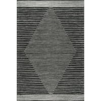 ръчно изработен Памучен съвременен диамантен килим, 9 '12', сив