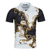 Мъжки ризи Нова мъжка лятна мода ежедневно 3D печат поло риза Лапетално късо ръкав Топ злато XXL