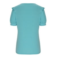 Бизнес ежедневни върхове за жени свободни годни ризи Женски летен V-образен солиден цвят пуф къс ръкав секси блуза ежедневна туника