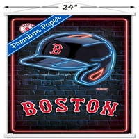 Бостън Ред со-неон каска плакат за стена с магнитна рамка, 22.375 34