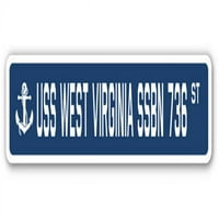 Signmission SSN-730-West Virginia SSBN USS Западна Вирджиния SSBN Street Sign-Подарък за ветеран на американския флот на кораба