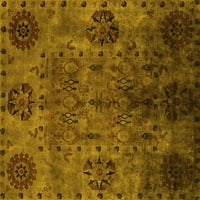 Ahgly Company Indoor Rectangle Oriental Yellow Industrial Area Rugs, 7 '9'