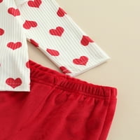 Малко дете момиченце Свети Валентин Тоалети за любов сърце печат на риза върхове пламък панталони дрехи