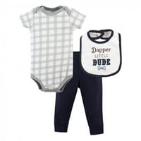 Малко съкровище бебе момче боди, панталони и лигавици, пич на Dapper, 0- месеца