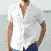Мъжки ежедневни леки върхове мъжки ежедневна солидна риза двоен джоб с къс ръкав яка ризи мъжки термична риза с дълъг ръкав