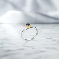 Gem Stone King Sterling Silver Ring с 10K жълто злато Prongs създаде сапфир Moissanite