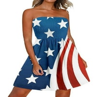 Жени рокля без презрамки САЩ флаг американски знамена Независим ден юли празнуват дами ежедневни рокли зъб