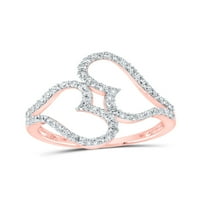 10kt розово злато дамски кръгъл диамантен сърдечен пръстен cttw