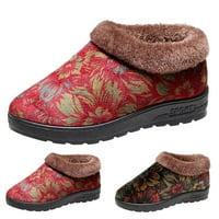 eczipvz дамски обувки мода зима жени снежни ботуши плоско дъно без плъзгане цвете печат солиден цвят плюшен фиш върху дамски кратка