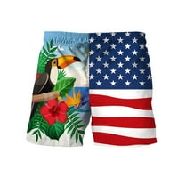 Hhei_k къси панталони за мъже Мъжки модна независимост Деня на отпечатани хавайски плаж прилепват спортни панталони панталони