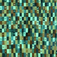 Ahgly Company Indoor Rectangle Abstract Turquoise Blue Contemporary Area Rugs, 3 '5'