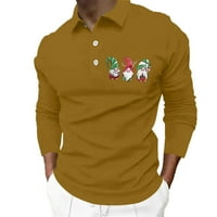 Мъже Коледа отпечатани зимни копчета блуза въртяща яка с дълъг ръкав върхове мъжки меки ежедневни дрехи активни дрехи дрехи