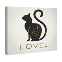 Уинууд студио Животни Пано Принт 'котка любов злато' котки и котки-Черно, злато