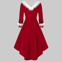 Жени ретро Коледа плюшена плюшена рокля с нисък суинг стил
