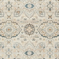 Винтидж персийски акакия флорален ограден полиестерен килим, светлосиво от слонова кост, 6 '9'