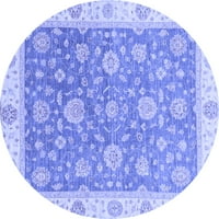 Ahgly Company Indoor Round Oriental Blue Traditional Area Rugs, 6 'Round