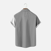 Simplmasygeni Мъжки огромни прозрачни компресии тениски мъже ежедневни бутони Коледен печат с джобна риза с къс ръкав с къс ръкав