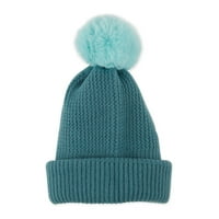 Hadley Wren Plush Knit Pom Pom Beanie, Teal