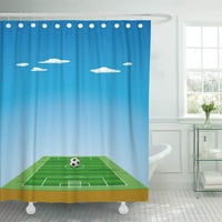 Футбол футбол на футбол в 3D въздушна перспектива с топка на централната точка душ завеса за баня