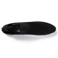 Sanviglor Womens Theakers Comfort Flats Slip on Sock Sneaker Sport Леки кръгли пръсти за ходене Обувки Неплъзнете Дишащо черно