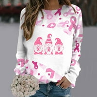 Суитчъри за жени Подарък за рак на гърдата Крюнек ризи с дълъг ръкав с розово-риббони графични туники върхове блузи за гамаши,