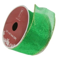 Блестящ зелен твърд кабелен х-мас занаятчийска лента