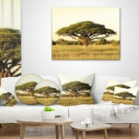 Дизайнарт акациево дърво върху Африканска равнина-Африканска пейзажна отпечатана възглавница за хвърляне-12х20