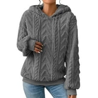 Качулки за жени плюс размер плътно цвят на качулка сгъстен щампа с дълъг ръкав пуловер