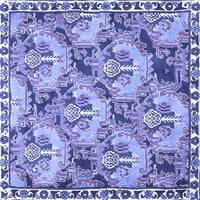 Ahgly Company Machine Wareable Indoor Rectangle Animal Blue Traditional Area Rugs, 2 '5'
