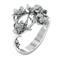 Heiheiup флорални бижута годежен пръстен мода за жени бели сапфири сребърни пръстени винтидж пръстен пакет