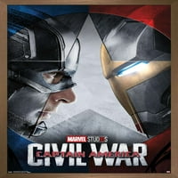 MARVEL - Капитан Америка: Гражданска война - Файф един лист стенен плакат с дървена магнитна рамка, 22.375 34