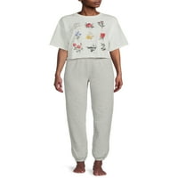 Грейсън социални жени и жените Плюс размер Графичен сън тениска и Джогъри комплект, 2-парче